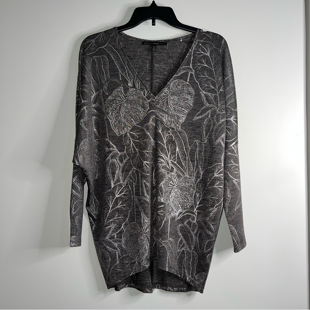 White House Black Market Silver Pattern Blouse